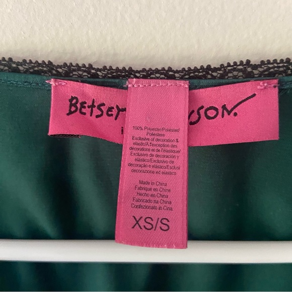 Betsey Johnson Intimates XS Luxury Floral Dark Green Kimono Robe Pockets - Picture 9 of 12